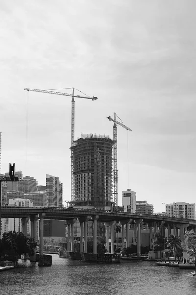 Construction Site New Skyscraper Miami Brickell Downtown — Photo