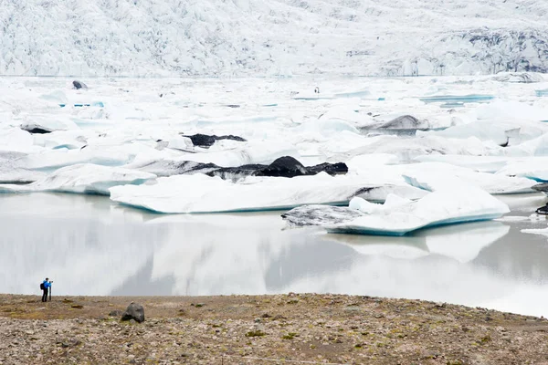 Unrecognizable Person Taking Picture Jkulsrln Glacier — Stock Photo, Image