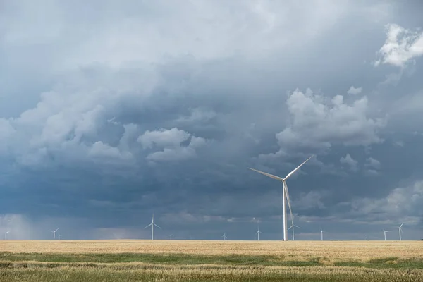 Wind Turbines Wind Farm Kansas Field — Zdjęcie stockowe