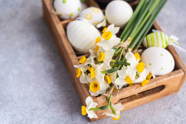 Easter Card Wooden Box Eggs — Foto de Stock