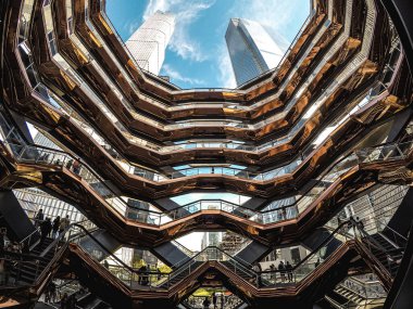 The Vessel Yapısı Hudson Yards, NYC, ABD.