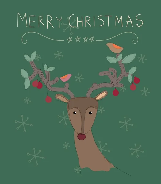 Colorful Merry Christmas Raindeer Holiday Illustration — 图库照片