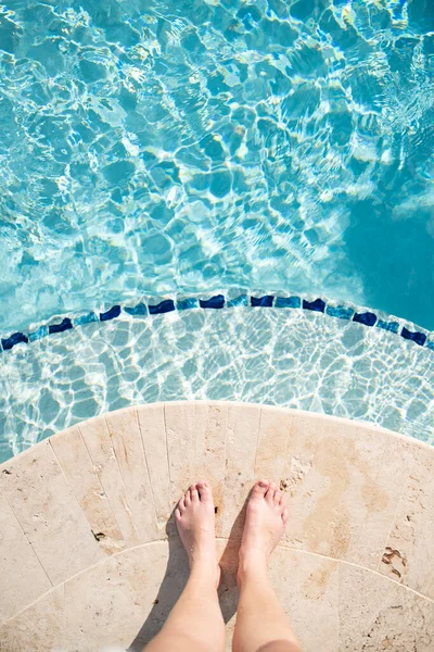 First Person View Feel Poolside Vacation — Stock Photo, Image