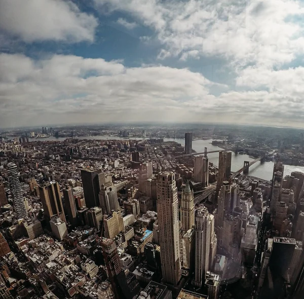 Zvýšený Pohled Budovy Mosty New York City Usa — Stock fotografie