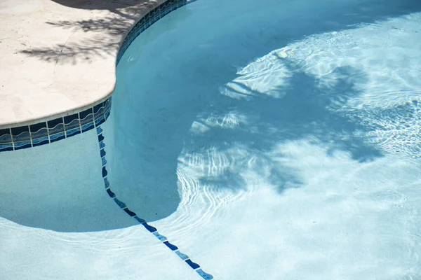 Mavi havuzda palmiye yaprağı gölgesi