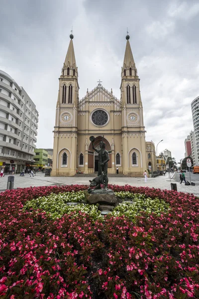 Piękny Widok Zabytkowy Budynek Katedry Centrum Curitiba Stolicy Paran Brazylia — Zdjęcie stockowe