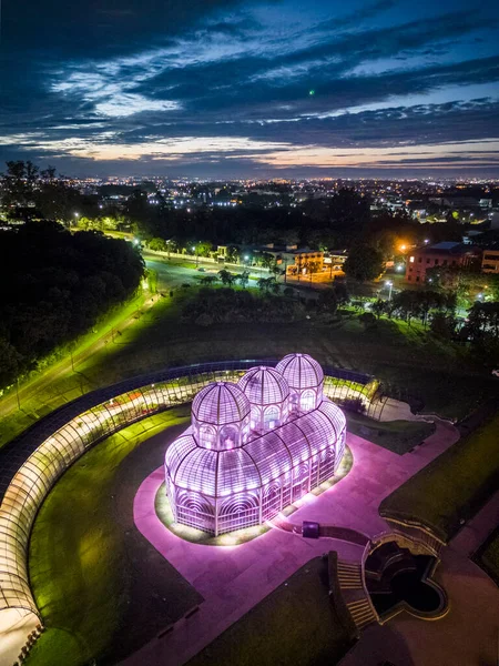 Gyönyörű Légi Kilátás Üvegház Épület Kert Botanikus Kert Curitiba Paran — Stock Fotó