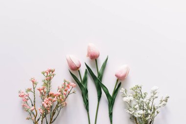 Bahar çiçeklerinin beyaz, pembe ve yeşillikli bir çeşidi.