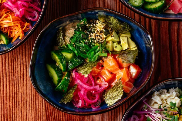 Hawaiian Poke Bowl Vegetables Rice — Stock Photo, Image