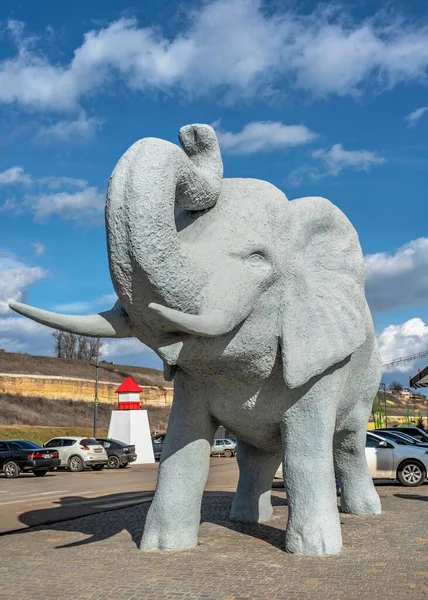 Odessa Ucrania 2023 Estatua Elefante Enorme Terraplén Cerca Costa Del — Foto de Stock