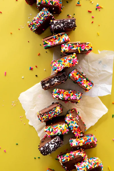 Mini Ice Cream Sandwiches Sprinkles — Stock Photo, Image