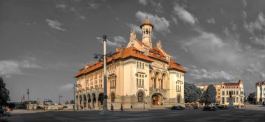 Köstence, Romanya 07.09.2019. Romanya 'nın en büyük mimari eseri olan Köstence' deki Arkeoloji ve Ulusal Tarih Müzesi 