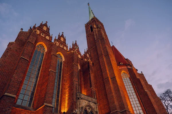 Road Cathedral John Baptist Wroclaw Central Part Cityscape Wroclaw Poland — Stock Photo, Image