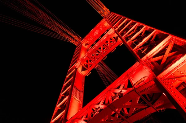 Světelný Visutý Most Města Santa Argentina — Stock fotografie