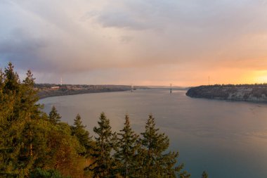 Gün batımında Tacoma Dar 'ın hava manzarası