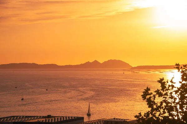 Landschaft Von Vigo Bei Sonnenuntergang Galicien Spanien — Stockfoto
