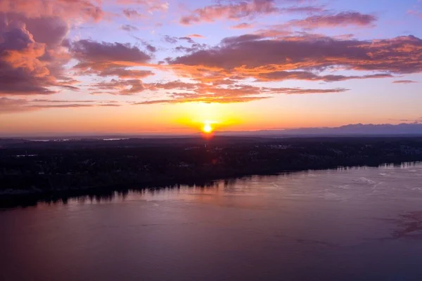 Aerial View Tacoma Narrows Sunset — Stock Photo, Image