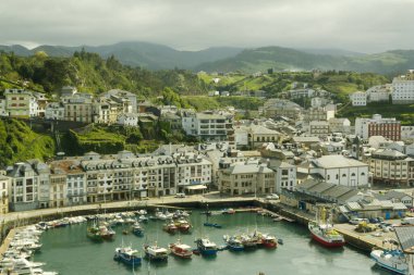 Asturias 'taki Luarca limanının güzel bir görüntüsü.