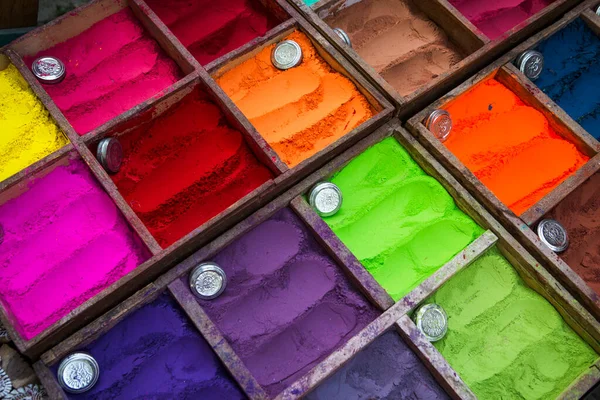 stock image Colored powder for Holi Festival on display at a market in Kathmandu