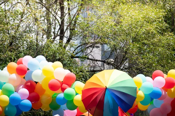 Cor Gay Balões Infláveis Fundo Aniversário Celebração — Fotografia de Stock