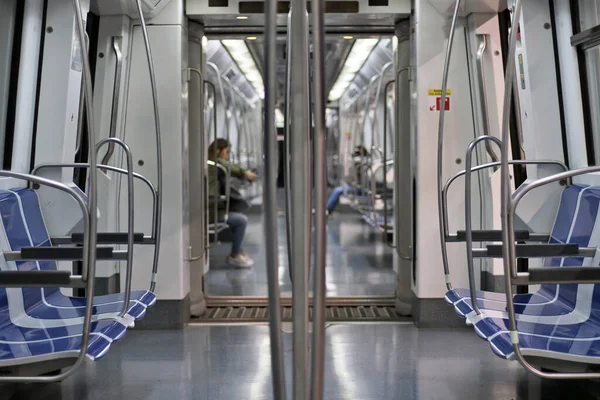 Interiér Moderního Prázdného Vozu Metra — Stock fotografie
