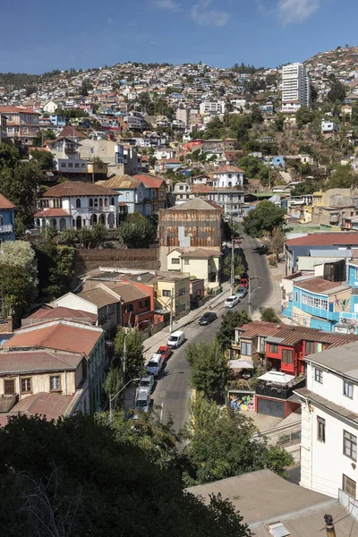 Valparaso Şili Deki Geleneksel Renkli Şehir Binalarına Güzel Manzara — Stok fotoğraf
