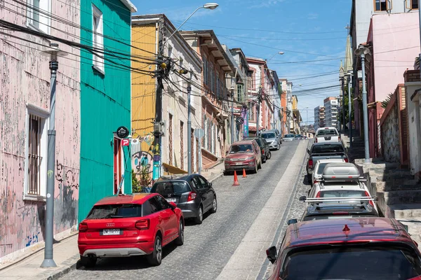 Hermosa Vista Los Edificios Coloridos Tradicionales Ciudad Valparaíso — Foto de Stock