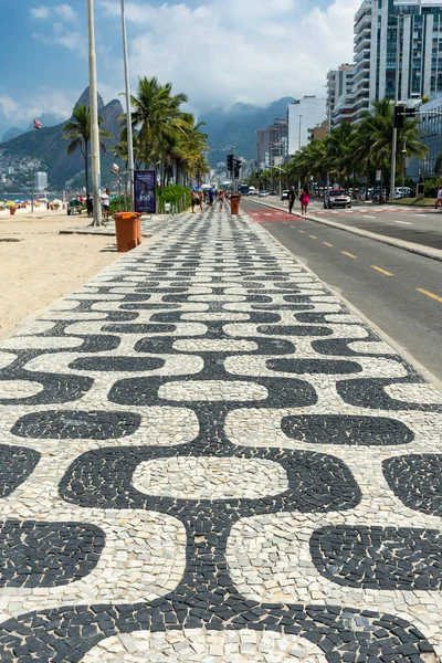Beautiful Sunny View Ipanema Beach Sidewalk Rio Janeiro Brazil — Stock Photo, Image