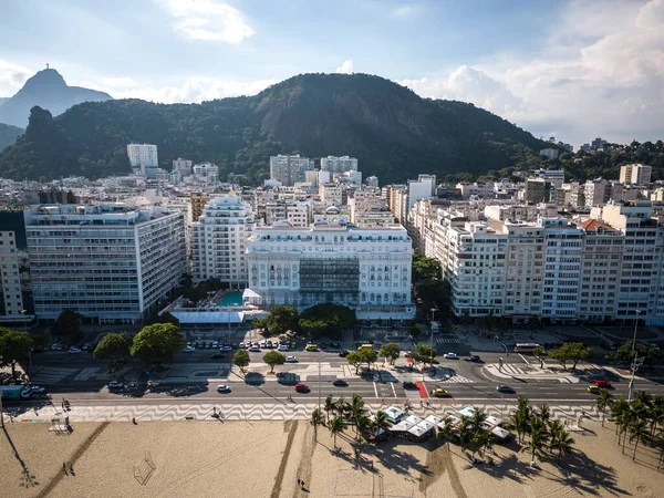 Hermosa Vista Aérea Playa Copacabana Edificios Ciudad Río Janeiro Brasil — Foto de Stock
