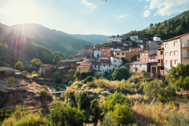 Caceres, Extremadura, İspanya 'daki El Gasco Köyü manzarası