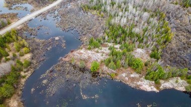 Wahnapitae, Sudbury, Ontari 'deki Uzak Bataklık Serene Hava Görüntüsü