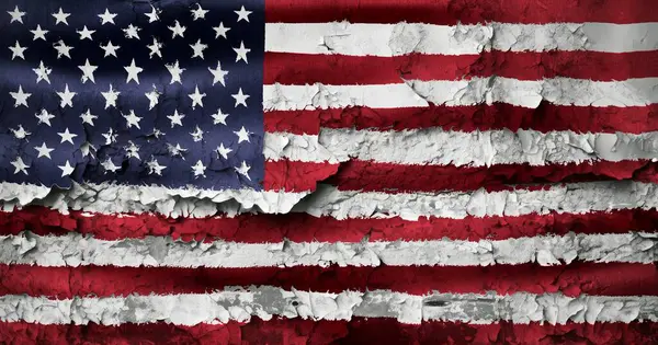 stock image 3D-Illustration of a USA flag  on grunge cracked wall 