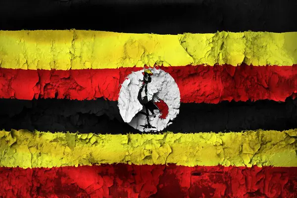 Grunge Çatlağındaki Bir Uganda Bayrağının Boyutlu Görüntüsü Telifsiz Stok Fotoğraflar