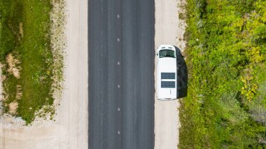 Top-Down Aerial Shot of Camper Van, Oliphant, Ontario clipart