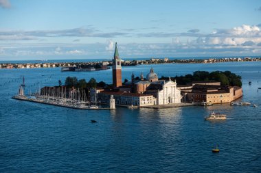 Gün batımında Campanile 'den San Giorgio Maggiore. Venedik, İtalya