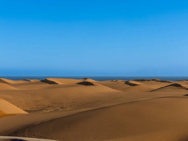 İngiliz plajı ve Maspalomlar 'ın panoramik manzarası
