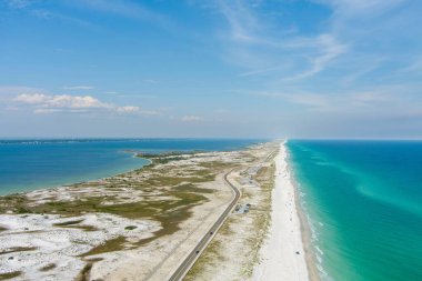 Pensacola Florida 'daki sahilin havadan görüntüsü.