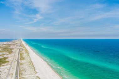 Pensacola Florida 'daki sahilin havadan görüntüsü.