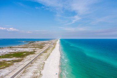 Pensacola Florida 'daki sahilin havadan görüntüsü.