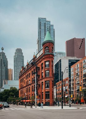 View of Gooderham flatiron building in Toronto, Ontario, Canada. clipart