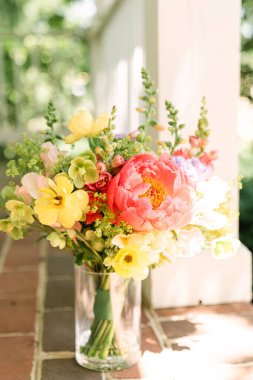 bright colorful summer wedding flowers clipart