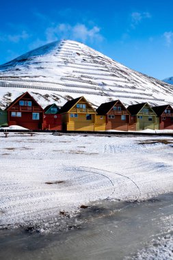 Longyear, Svalbard 'da renkli konutlar