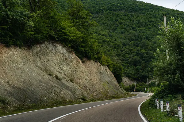 Gürcistan 'ın Kafkasya dağlarında yol