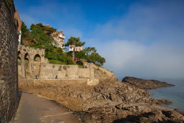 stock image Amazing promenade du Clair de Lune,Dinard, Brittany France.The w