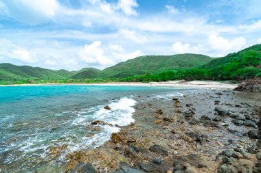 Buluşma noktası tropik plaj, Antigua, Karayipler