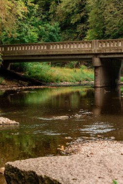 Huzurlu sonbahar deresinin üzerindeki taş köprü