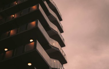 Günbatımı ile inşa gökyüzü Miami, ABD