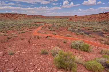 Path to the Ball Court of Wupatki Pueblo ruins, National Monument, Arizona clipart