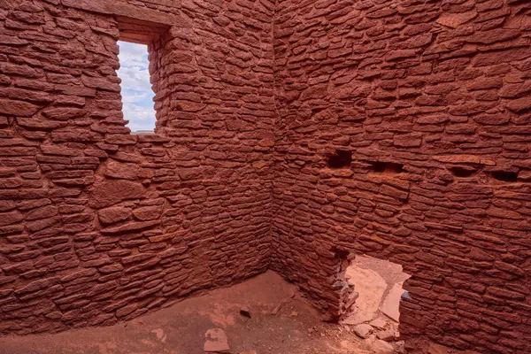 Wukoki Pueblo harabelerinin iç duvarları Arizona Wupatki Ulusal Anıtı 'nda..