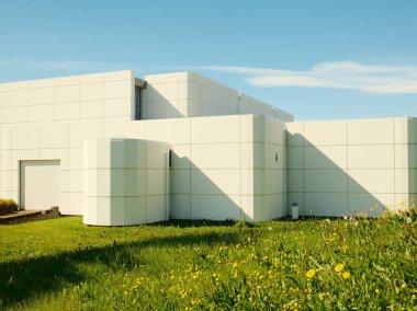 Fayansları olan modern binanın dış yüzeyi